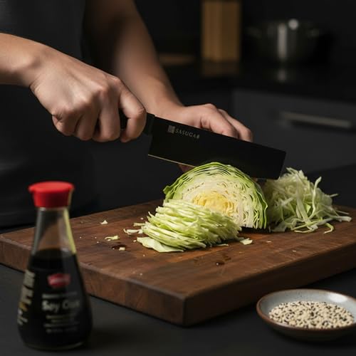 SASUGA Lightweigth Japanese Nakiri Vegetable Knife 165 mm – Made in Japan | Molybdenum-Vanadium Stainless Steel | Flat Blade for Precise Vegetable Cutting - color: Nakiri