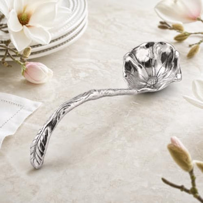 Arthur Court Magnolia Pattern Aluminum Serving Ladle - Elegant Punch/Soup Ladle for Entertaining - 12.5 Inch Long - size: 12.5 inches Magnolia