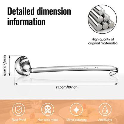 Cunhill 5 Pcs Soup Ladles Stainless Steel Serving Ladles with Long Handle for Serving, Cooking, Stirring, Portioning Kitchen Restaurant Accessories(2 oz) - size: 2 oz