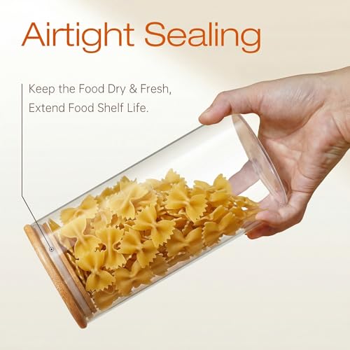 HomArtist Extra Large Glass Flour and Sugar Storage Containers with Airtight lid,105 floz x1 & 48 floz x1 [Set of 2] Big Glass Jars with Bamboo Lids, Air Tight Food Jar for Cereal, Pasta, Rice, Coffee - color: 105oz & 48oz 2 Pack