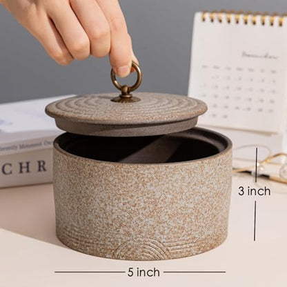 Ceramic Canister,16.9 Oz /500ml Food Storage Jar for Tea,Coffee Beans,Herb,Candy,Spices,Nuts (Stone White) - color: Stone White