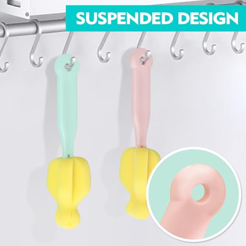 ponge Bottle Brush 6PCS Sponge Nipple Brushes Baby Bottle Nipple Cleaning Brush Long Handle Baby Milk Bottle Brush (6PCS) - color: Nipple Brush 6pcs
