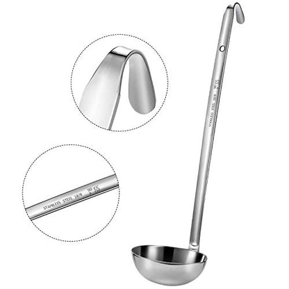 meekoo Stainless Steel Ladle Soup Handle Ladle with Pouring Rim for Kitchen Cooking Soup Sauce - size: 3 oz