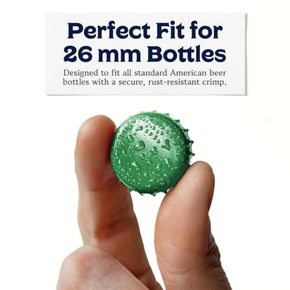 Fermentaholics Beer Bottle Capper & Lid Set – Double Wing Manual Capping Tool with 144 Crown Caps – Fits Standard 12 oz & Homebrew Beer Bottles (Capper & Lid Set -144 Green Crown Caps) - size: Capper & Lid Set -144 Green Crown Caps