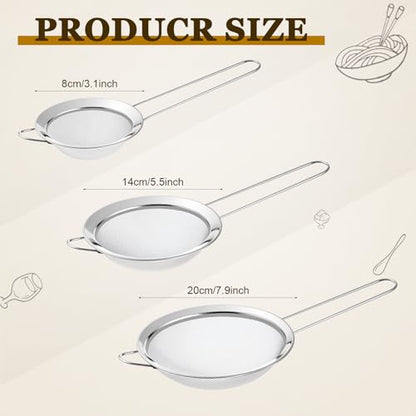 Geetery 7 Pcs Stainless Steel Kitchen Accessories Set 3 Nesting Mixing Bowls with Lid(1.5/3/5qt), 1 Colander with Handle(5qt), 3 Fine Mesh Strainers(8/14/20cm) for Cooking, Baking, Prepping, Draining