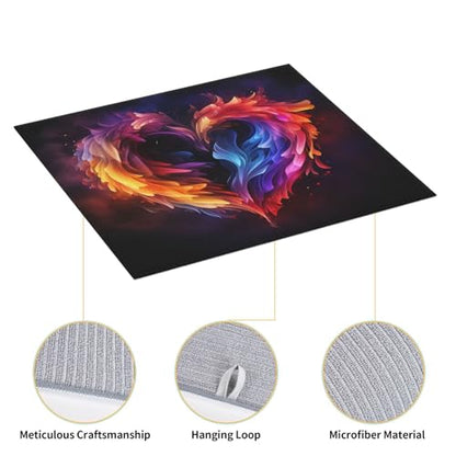 Rainbow Heart Print Dish Drying Mat for Kitchen Counter Ultra Absorbent Microfiber Dishes Drainer Mats Washable Drying Pads for Sinks 16 x 18 In - color: Rainbow Heart