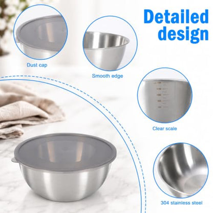 Dough Proofing Bowl with Lid, 304 Stainless Steel for Sourdough | 304 stainless steel, sourdough bread making, dough proofing and mixing, clear scale, dust lid, smooth rim