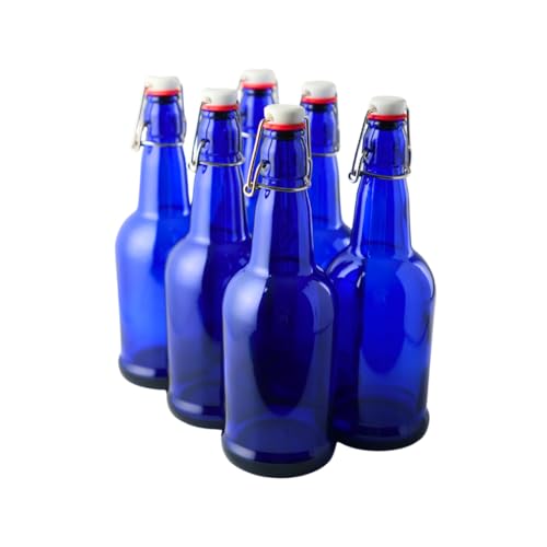 FastRack Swing Top Glass Bottles |33 oz – Pack of 6 | Blue Flip Top Glass Bottles for Home Brewing, Carbonated Drinks, Kombucha, Fermentation, Water | Food Grade – ECO Friendly - color: Blue