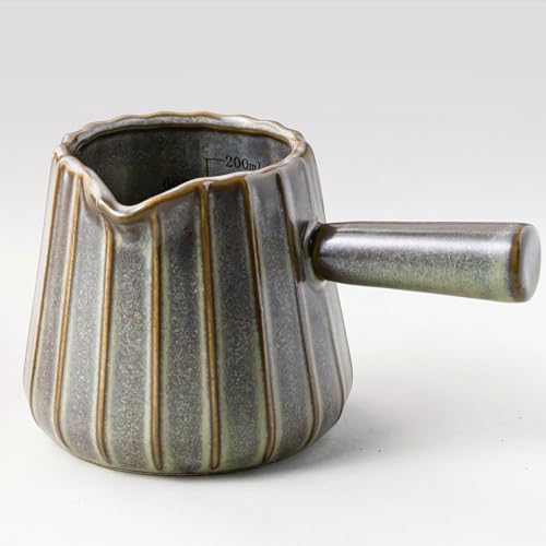 Espresso Cups Ceramic, 200ML Espresso Measuring Cup with Spout, Expresso Shots Cups with Handle, Espresso Accessories, Dark Green - color: B-Dark Green