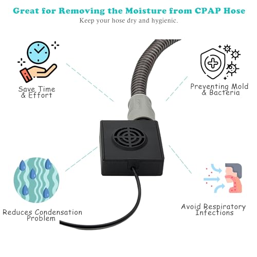 CPAP Hose Dryer for Universal 22mm Tubing, CPAP Tube Cleaner Blower Fan for Resmed Airsense Tubes, Easy to Use and Make Hoses Drying Quick, CPAP BIPAP Cleaning Supplies Kit - color: Black