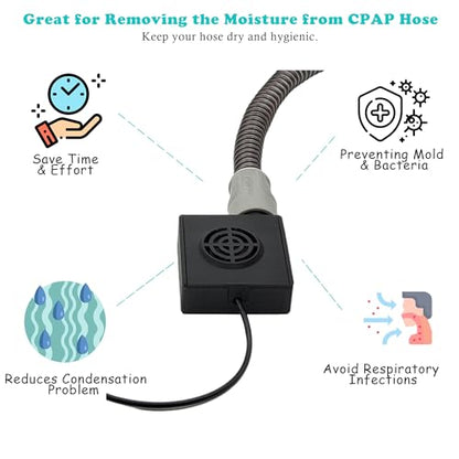 CPAP Hose Dryer for Universal 22mm Tubing, CPAP Tube Cleaner Blower Fan for Resmed Airsense Tubes, Easy to Use and Make Hoses Drying Quick, CPAP BIPAP Cleaning Supplies Kit - color: Black