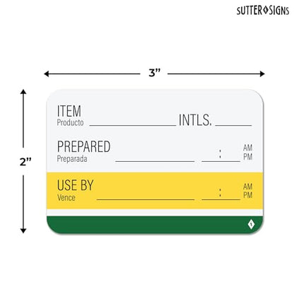 600pcs Shelf Life Labels for Food Rotation | Food Prep Use by Labels with Removable Adhesive, 300 per Roll 2" x 3" (Pack of 2) - size: 2" x 3" (Pack of 2)