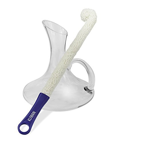 KUWAN Bottle Cleaning Brush Multi-Function Household Tools Flexible Bottle Scourer for Some Decanters, Goblets, Glasses, Cups (Long) - color: White