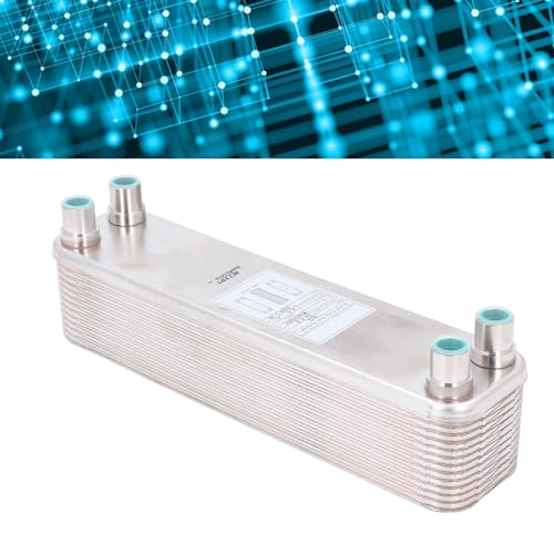 Plate Heat Exchanger Stainless Steel Brazed 12.4x3x2.5in 4.5MPa Wort Chiller Cooling Coil - Efficient Beer Wort Cooling, Durable Copper Brazed for Homebrew and Laboratory Use