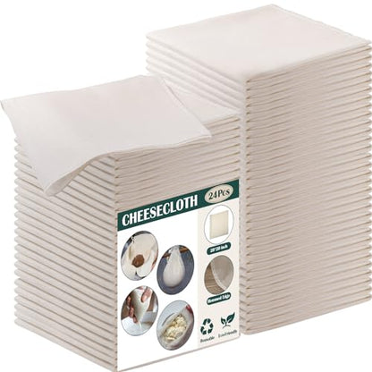 Reginary 48 Pcs 20 x 20 Inches Cheese Cloths Bulk, Grade 100, Hemmed Reusable Cheesecloth Bag for Straining Unbleached Cotton Muslin Cloth for Cheese Making, Cooking, Baking, Juicing, Butter, Turkey - size: 20 x 20 Inches