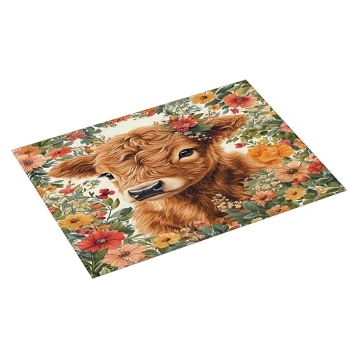 Highland Cow Dish Drying Mat for Kitchen Counter Microfiber Super Absorbent Non-Slip Dish Drying Pad for Countertops Dishes Utensils Stylish Quick-Dry Machine Washable 18x24 Inch - color: Highland Cow
