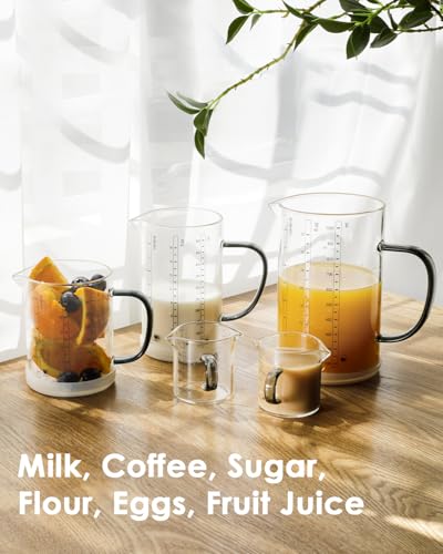 LIBWYS Glass Measuring Cup, 1000ml (32oz)+500ml (16oz) with Anti-slip Silicone Pad, Heat-resistant Borosilicate Glass Liquid Measuring Cup - size: 32oz+16oz
