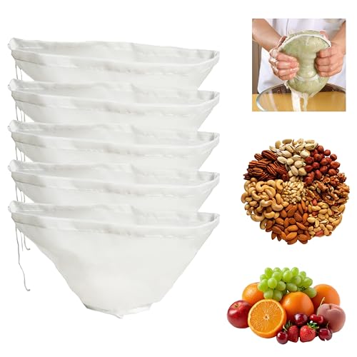 5PCS Reusable Juicer Bags, Fine Mesh Nylon Strainer, Bowl-Shaped Food Filter for Gravy, Frying Oil, Nut Milk, Cold Brew, Spices (L) - color: L