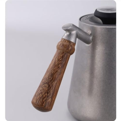 Stainless Steel Coffee Kettle 650ml - Outdoor Camping Pot with Thermometer, Long Spout, Anti-Scald Design - Perfect for Boiling Water and Brewing Coffee Silver 650ML - color: Silver