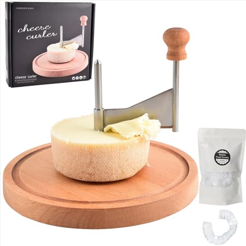 Cheese Curler Beech Wood-Stainless Steel - Best for Tete de Moine Curler and Chocolate Shavings and curls, Girolle Cheese Curler & shaver