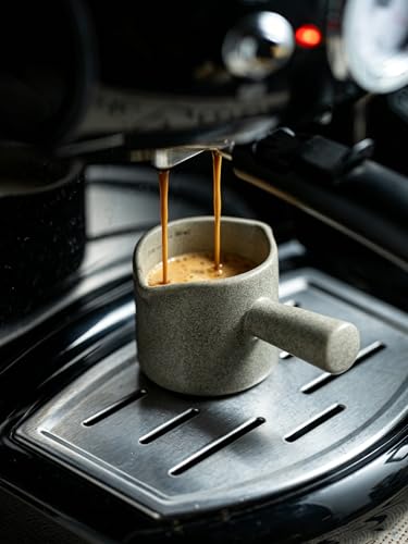 Espresso Cup 3 OZ, Espresso Accessories, Ceramic Espresso Measuring Cup Expresso Shot Cup with Handle, Double Spouts, Gray - color: Gray