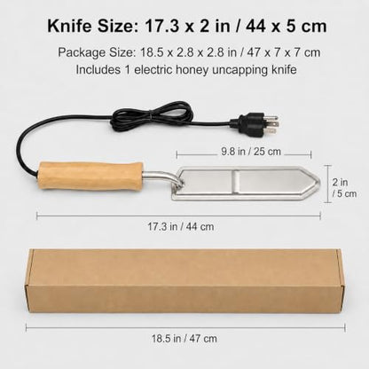 Electric Honey Uncapping Knife, Stainless Steel Bee Harvesting Tool | Heated stainless steel blade with wood handle for simple small-batch honey frame uncapping
