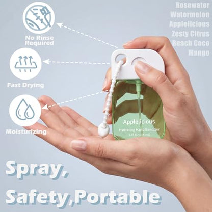 Frienda 12 Pcs Hydrating Hand Sanitizer Spray Scented Pocket Power Mist Hand Sanitizer Travel Size with Keychain Moisturizing Antibacterial Sanitizing Cleans Hands for Women (Diverse) - style: Diverse