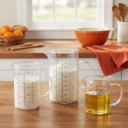Graduated Glass Measuring Cup With Handle 1000ML (32Oz, 4Cups) | High Borosilicate Liquid Measuring Cup for Baking Cooking Kitchen V-Shaped Spout Glass Measuring Beaker Easy To Read - size: 1000ML (32Oz, 4Cups)