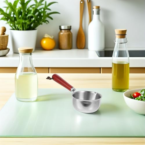 Mini Stainless Steel Sauce Pans with Precision Measuring with Wooden Handles 4pcs 150ml Small Milk Pots Multipurpose Cooking Pans for Home Kitchens and Cafes