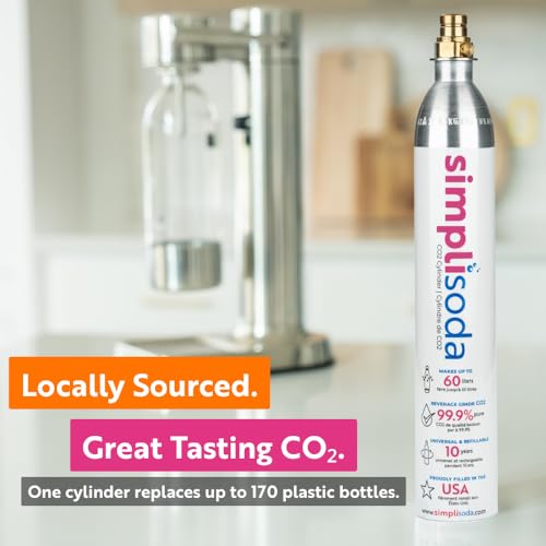 Simpli Soda 60L CO2 Canister Cylinders - Compatible w/Sodastream Quick Connect Only [Including ART, TERRA ENSO & DUO] - Soda Streaming Machine CO2 Tanks Gas Refill, | 14.5 oz, Set of 2 - color: Quick Connect Pink
