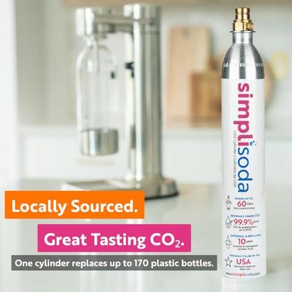 Simpli Soda 60L CO2 Canister Cylinders - Compatible w/Sodastream Quick Connect Only [Including ART, TERRA ENSO & DUO] - Soda Streaming Machine CO2 Tanks Gas Refill, | 14.5 oz, Set of 2 - color: Quick Connect Pink