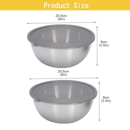 2 Pack Pizza Dough Proofing Container, Stainless Steel Round Dough Proofing Box with Clear Lid, Pizza Storage Container for Cold Fermentation, Bread Rising, Fridge Prep, and Home Bakers