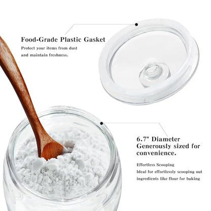 CATPOWER 2.5 Gallon Wide Mouth Glass Storage Jars with Heavy Glass Lids - Large Cookie Jars for Kitchen, Ideal for Flour, Rice, Sugar, Pasta, and Candy | Large Cookie Jars for Kitchen, Ideal for Flour, Rice, Sugar, Pasta, and Candy