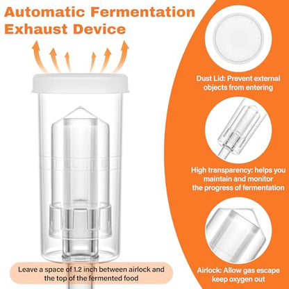 32 oz Mason Jar Fermentation Kit 4 Pack(Jar Included),Sauerkraut/Pickling Kit with 4 Pack Fermenting Jars, Glass Fermentation Weights,Fermentation Lids,Airlocks,Silicone Gaskets and Silicone Grommets - color: transparency