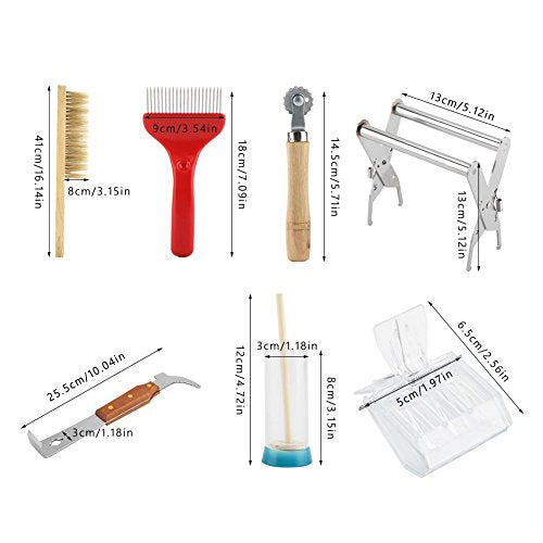 TOPINCN 7PCS A Set of Beekeeping Equipment Kit Bee Sweep Honey Knife Slot Frame Scraper Marker Bottle King Cage Clip Wire Embedding Device Beekeeper Tools