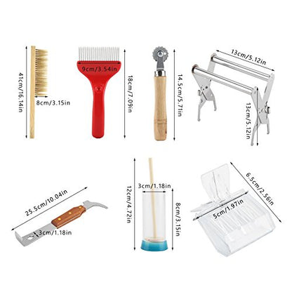 TOPINCN 7PCS A Set of Beekeeping Equipment Kit Bee Sweep Honey Knife Slot Frame Scraper Marker Bottle King Cage Clip Wire Embedding Device Beekeeper Tools
