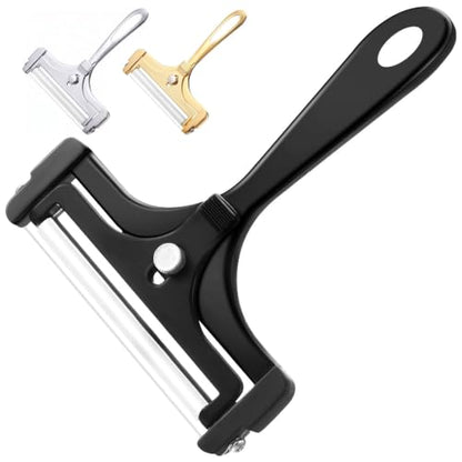Boao Cheese Slicer with Wire Adjustable Thickness Cheese Cutter Handheld Stainless Steel for Soft Semi Thick Thin Hard Slicer for Kitchen Cooking Tools(Black) - color: Black