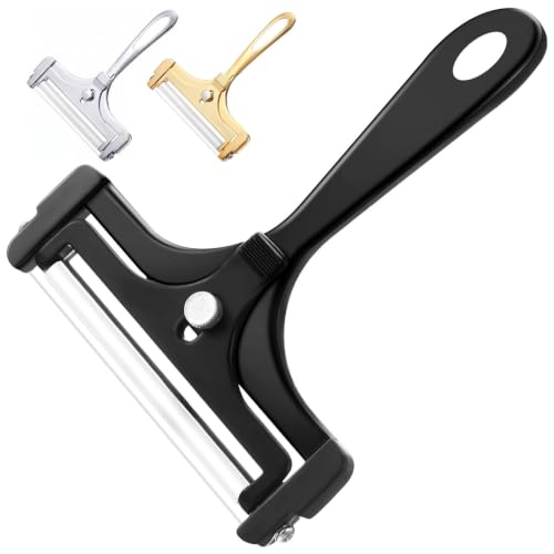 Boao Cheese Slicer with Wire Adjustable Thickness Cheese Cutter Handheld Stainless Steel for Soft Semi Thick Thin Hard Slicer for Kitchen Cooking Tools(Black) - color: Black