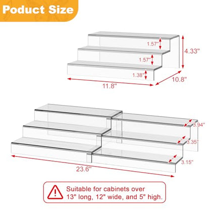 Adjustable Acrylic Can Rack Organizer for Pantry, 3 Tier Expandable Canned Storage Holder, Soda Can Dispenser Shelf Holds Up to 24 Cans, Clear Canned Display for Cabinet & Countertop (Patent Pending)