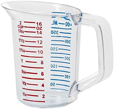 Rubbermaid Commercial Products Bouncer Clear Measuring Cup, 2-Cup/0.5-Quart, Clear, Strong Food Grade, Easy Read for Liquid/Dry Ingredients, for Home/Professional Kitchen (Pack of 6) - size: 1/2 Qt (Pack of 6)