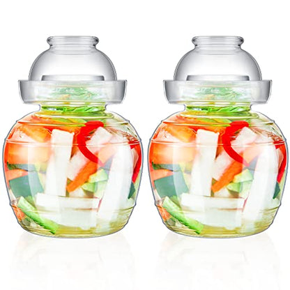 2 Pcs Glass Fermentation Jar Pickle Jar Kimchi Containers 1.5l Traditional Fermenting Pickle Pot with Water Seal Airlock Lid for Wine Brewing, Sauerkraut, Vegetable, Kombucha, Canning Fermentation Kit