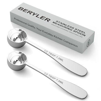 2PCS 1/2tbsp(1.5tsp, 7.5ml) Single Measuring Spoon, Stainless Steel Individual Teaspoon, Metal Measure Scoop with Gift Box - size: 1/2 tbsp | 1.5 tsp | 7.5 ml | 1/4 oz