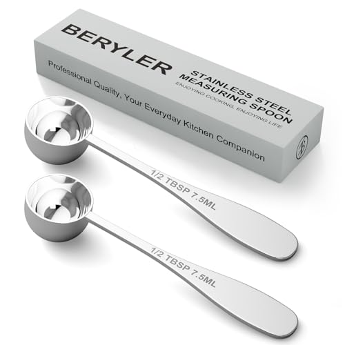 2PCS 1/2tbsp(1.5tsp, 7.5ml) Single Measuring Spoon, Stainless Steel Individual Teaspoon, Metal Measure Scoop with Gift Box - size: 1/2 tbsp | 1.5 tsp | 7.5 ml | 1/4 oz