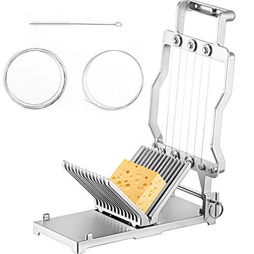 VEVOR Cheese Slicer,Butter Cutter with Wire 1 cm & 2 cm Cheeser Butter Cutting Blade Replaceable Cheese Slicer Wire, Cheese Cutter with 304 Stainless Steel Wire Kitchen Cooking Baking Tool - size: Normal