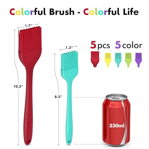 5 PCS Silicone Heat Resistant Marinading Meat Grill Basting Pastry Brush for Oil Butter Sauce Sausages Desserts Turkey Baster Grill Barbecue, Multicolor - color: Multicolor