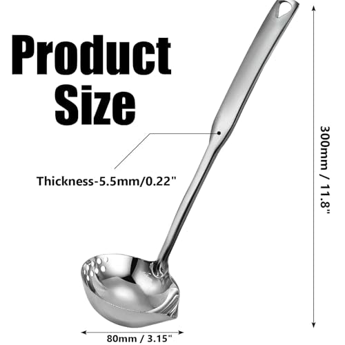 1Pcs 11.8 Inch Stainless Steel Soup Ladle, Stainless Steel Heavy Ladle with Pour Spout for Cooking/Serving Canning(Style-1) - size: Style-1