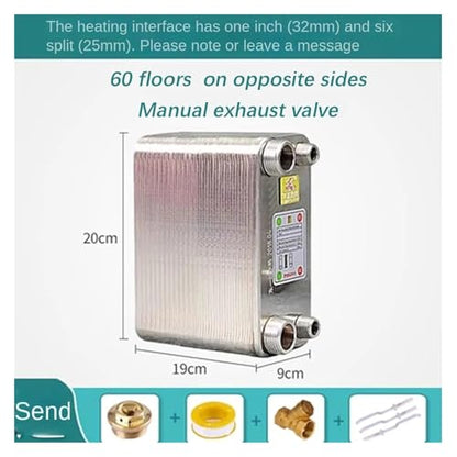 60 Plates Brazed Plate Heat Exchanger Stainless Steel Water Beer Wort Chiller for Home Brewing Beer(2) - size: 2