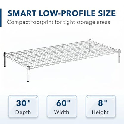 30" x 60" x 8" Chrome Wire Storage Shelf, Dunnage Rack, Commercial 1 Tier Small Shelf - color: Silver, size: 30"D x 60"W x 8"H