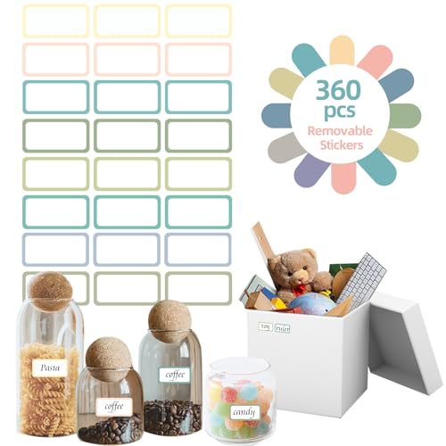 STARLIBOO Removable Labels, Removable Colored Labels Stickers, Self-Adhesive Rectangular Stickers Water/Oil/Tear Resistant for Food Containers/Classroom/Storage (8 Colors, 360 Labels) - color: Morandi, size: 1*2 inch- 360 PCS