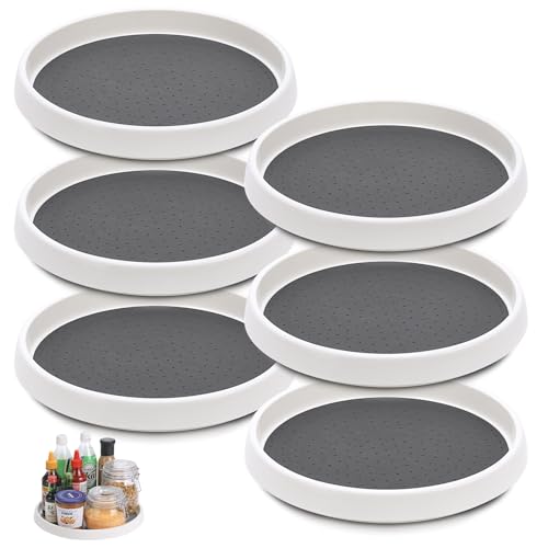 6개 세트, 25.4cm(10인치) 미끄럼 방지 Lazy Susan 턴테이블, 캐비닛, 식료품 저장실 정리, 주방 보관, 욕실 싱크 캐비닛, 냉장고, 조리대, 향신료 랙용 Lazy Susan 정리함, 6팩 25.4cm(10인치) - size: Grey 10 In 6 Pack